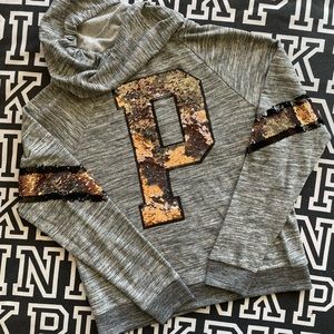 PINK VICTORIAS SECRET ZIP HOODIE BLING SEQUIN LARGE 💕